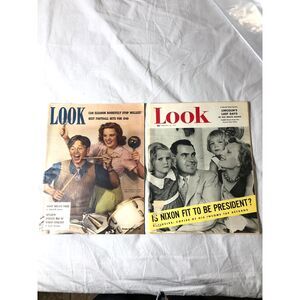 Vintage 1940s LOOK Magazine Richard Nixon Judy Garland Mickey Rooney Lot 2pcs